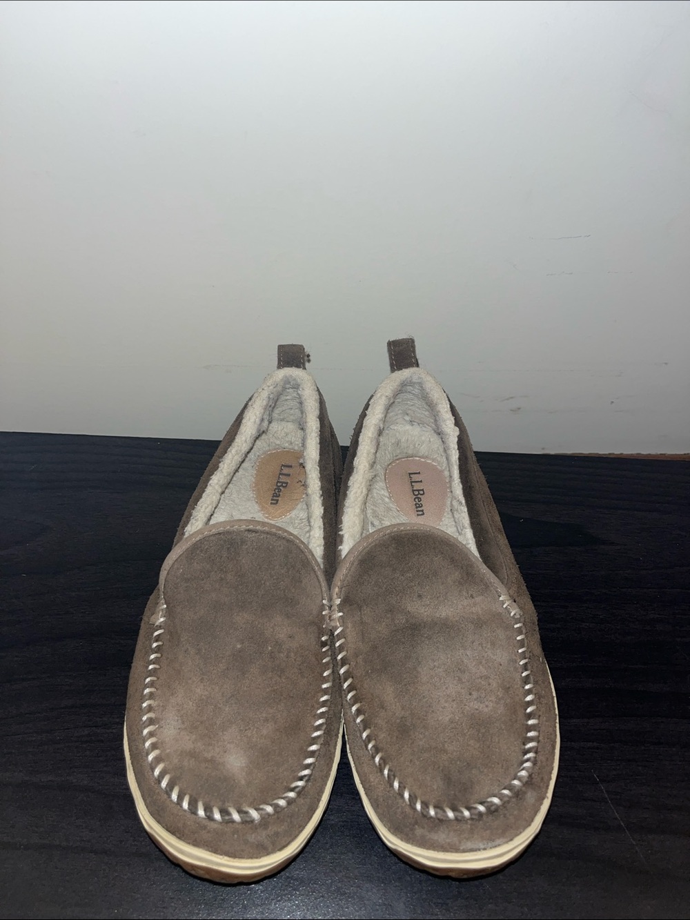L.L. Bean Women’s taupe Suede Slip-On Moccasins
